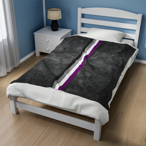 Grunge Asexual Pride Flag Stripe Velveteen Plush Blanket